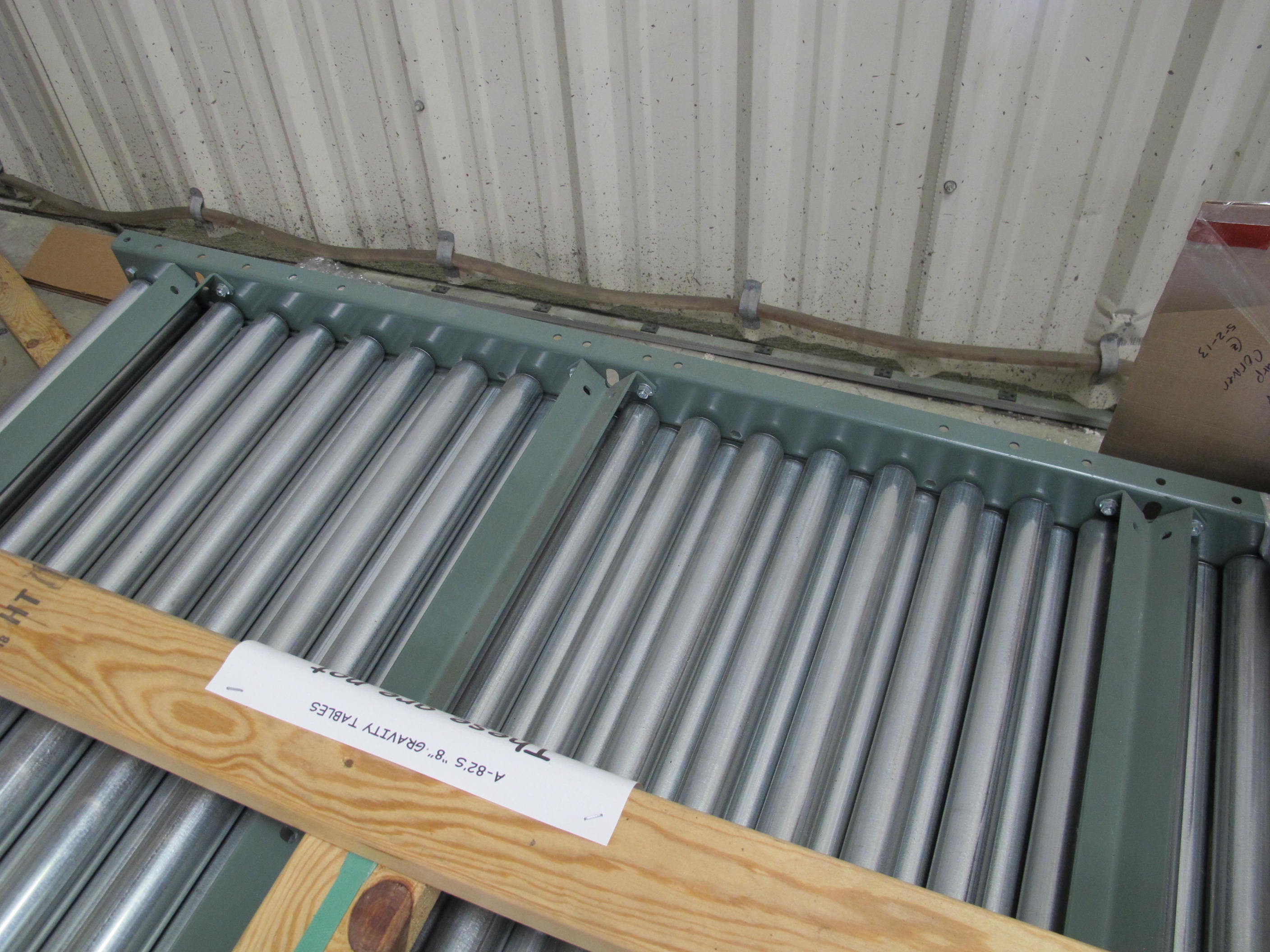 LOT (8) GRAVITY ROLLER CONVEYORS 24" X 5' WITH LEGS (W-44) LOADING & HANDLING FEE $30-